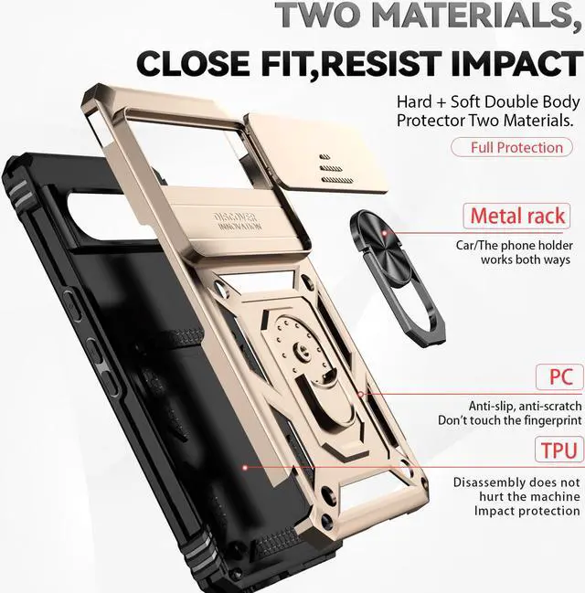 Alt view image 7 of 7 - Fashion Case with Stander Shockproof Case For Pixel 8 Pro Case for Google Pixel 8 Pro (Purple)