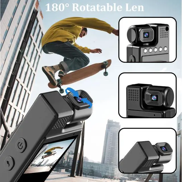 Alt view image 6 of 7 - Mini digital camera 1080P police law enforcement recorder portable small camera HD infrared night vision camera rotatable Micro SD IDO type 30fps (32GB)