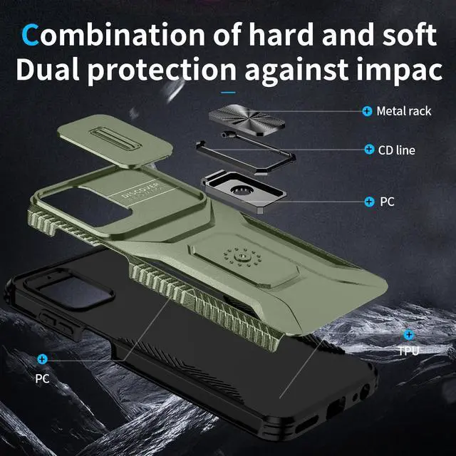 Alt view image 7 of 7 - Fashion Case with Stander Shockproof Case For Moto g power 2023 for Motorola g power 5g 2023 (Green)
