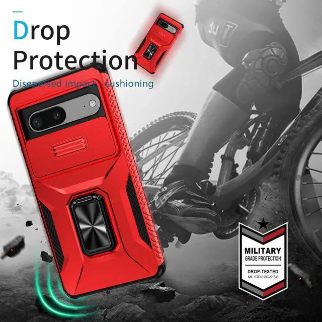Alt view image 4 of 7 - Fashion Case with Stander Shockproof Case For Google Pixel 7 (Red)