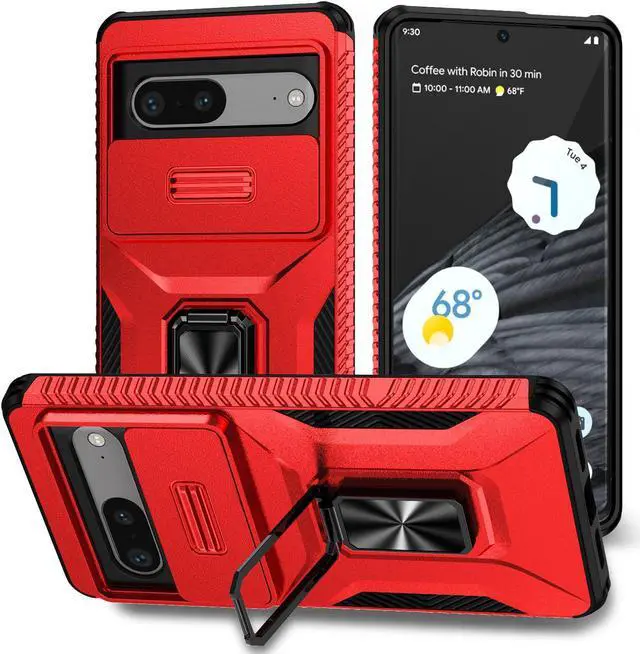Main image of Fashion Case with Stander Shockproof Case For Google Pixel 7 (Red)
