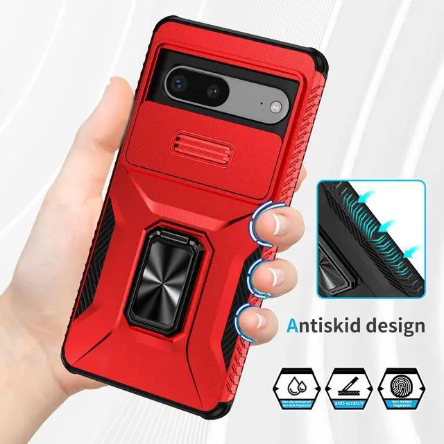 Alt view image 2 of 7 - Fashion Case with Stander Shockproof Case For Google Pixel 7 (Red)