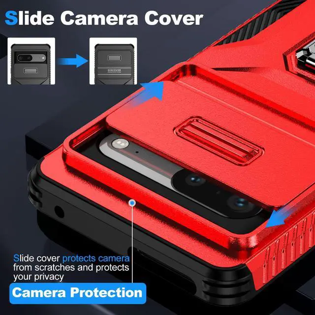 Alt view image 6 of 7 - Fashion Case with Stander Shockproof Case For Google Pixel 7 (Red)