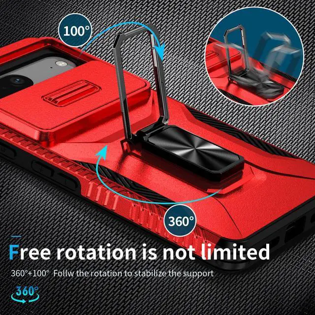 Alt view image 5 of 7 - Fashion Case with Stander Shockproof Case For Google Pixel 7 (Red)