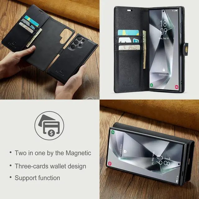 Alt view image 7 of 7 - Fashion Detachable Case with Stander Case For Samsung Galaxy S24 Ultra (Black)