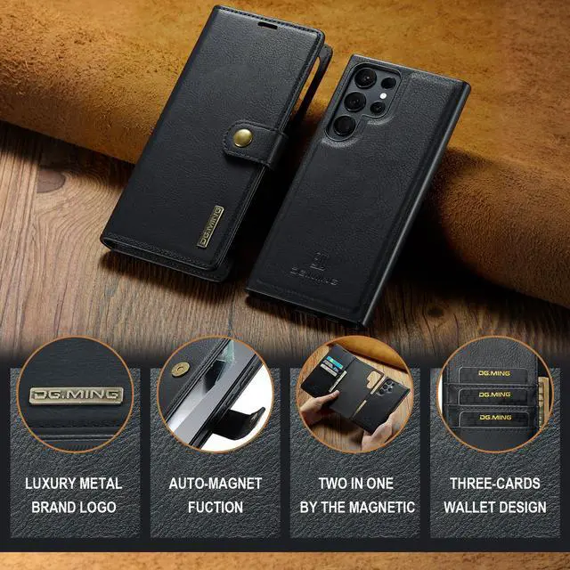 Alt view image 6 of 7 - Fashion Detachable Case with Stander Case For Samsung Galaxy S24 Ultra (Black)