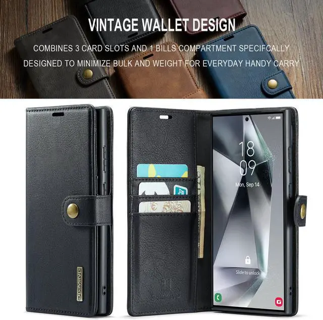 Main image of Fashion Detachable Case with Stander Case For Samsung Galaxy S24 Ultra (Black)