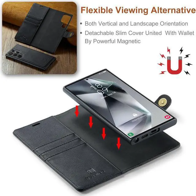 Alt view image 4 of 7 - Fashion Detachable Case with Stander Case For Samsung Galaxy S24 Ultra (Black)