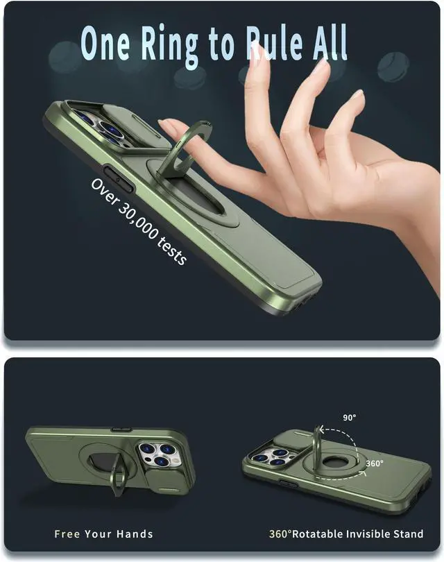 Alt view image 6 of 7 - Fashion Case with Stander Wireless Charging Supported Case For iPhone 15 Pro (6.1inch) (Green)