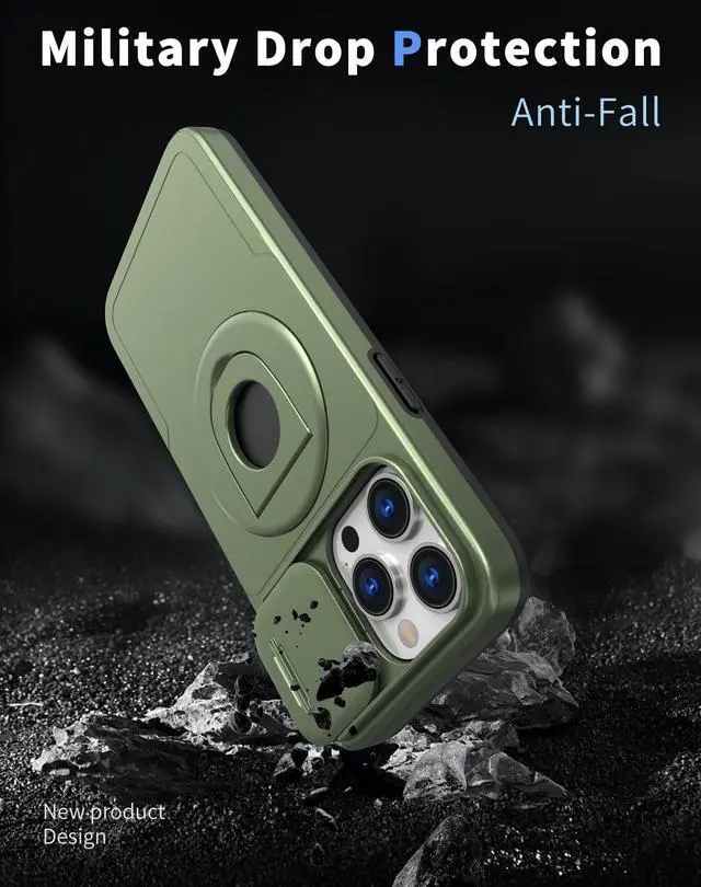 Alt view image 4 of 7 - Fashion Case with Stander Wireless Charging Supported Case For iPhone 15 Pro (6.1inch) (Green)