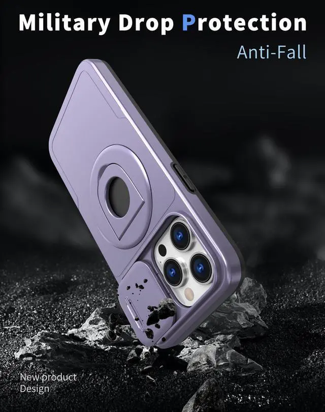 Alt view image 5 of 7 - Fashion Case with Stander Wireless Charging Supported Case For iPhone 12 Pro For iPhone 12 (6.1inch) (Purple)