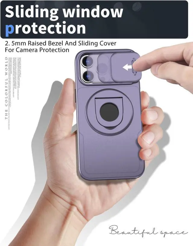 Alt view image 2 of 7 - Fashion Case with Stander Wireless Charging Supported Case For iPhone 12 Pro For iPhone 12 (6.1inch) (Purple)