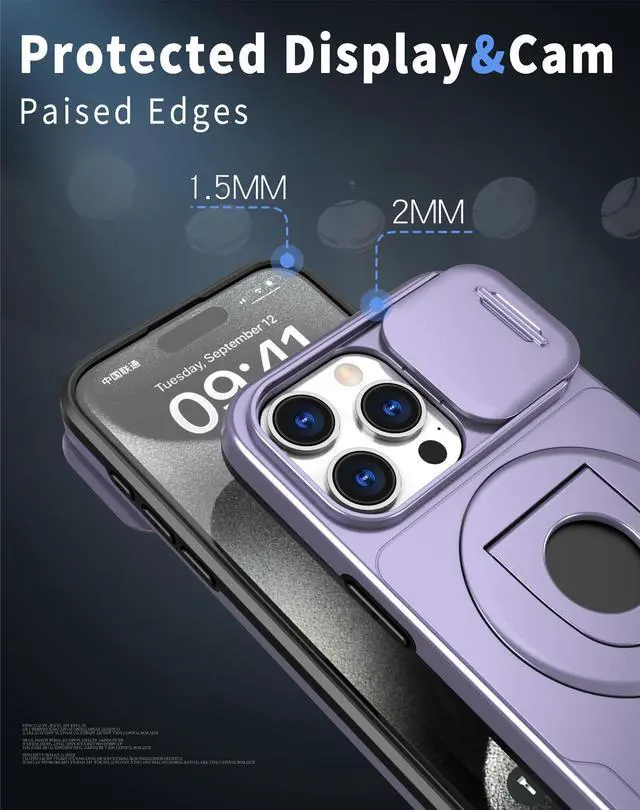 Alt view image 6 of 7 - Fashion Case with Stander Wireless Charging Supported Case For iPhone 12 Pro For iPhone 12 (6.1inch) (Purple)