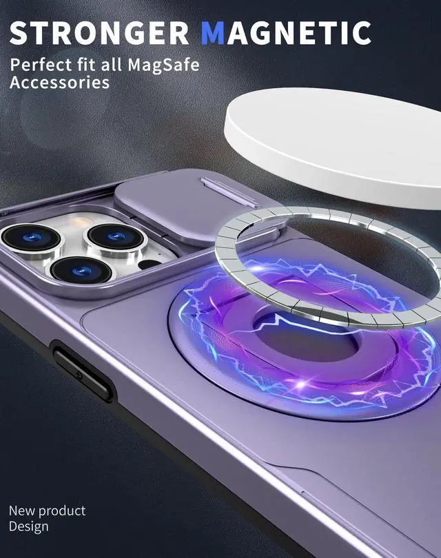 Alt view image 4 of 7 - Fashion Case with Stander Wireless Charging Supported Case For iPhone 12 Pro For iPhone 12 (6.1inch) (Purple)