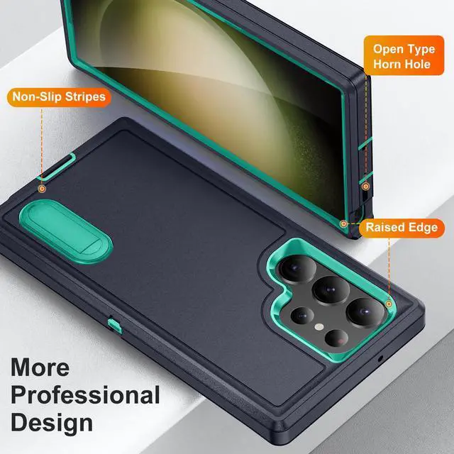 Alt view image 4 of 7 - New Fashion Case with Stander Luxury Back Cover Case For Samsung Galaxy S24 Ultra (Green)