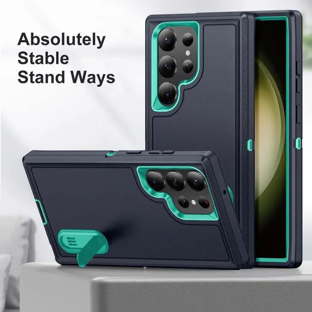 Alt view image 3 of 7 - New Fashion Case with Stander Luxury Back Cover Case For Samsung Galaxy S24 Ultra (Green)