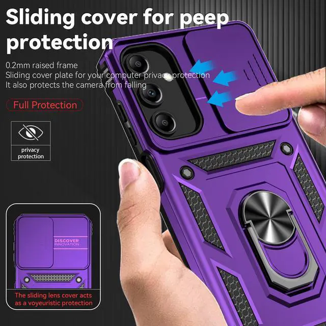 Alt view image 4 of 7 - Fashion Case with Holder Stander Case Shockproof Case For Samsung Galaxy A35 5G (Purple)