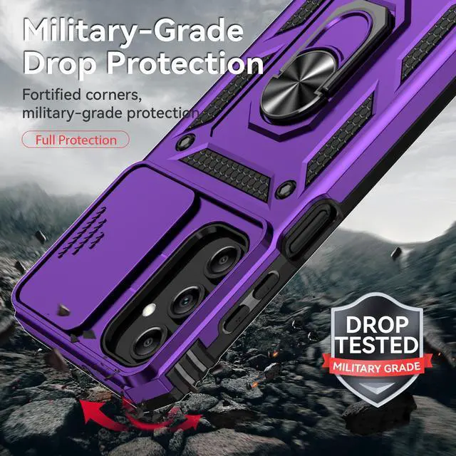 Alt view image 6 of 7 - Fashion Case with Holder Stander Case Shockproof Case For Samsung Galaxy A35 5G (Purple)