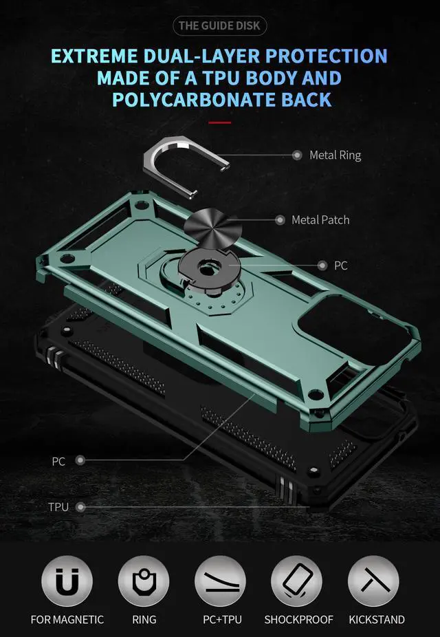 Alt view image 6 of 7 - TYJKeJi Case with Holder Stander Case Shockproof Case For Moto G 5G 2024 (Green)