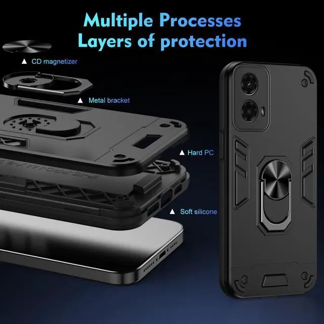 Alt view image 6 of 7 - TYJKeJi Case with Stander Case Shockproof Case For Moto G 5G 2024 (Black)