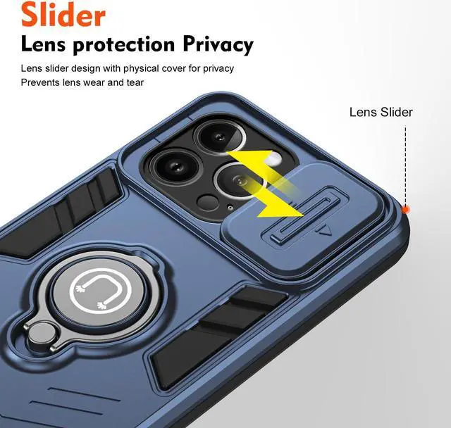 Alt view image 4 of 7 - TYJKeJi Case Impact Resistant Ring Kickstand Shockproof Phone Cover Phone Case For iPhone 13 Pro (6.1inch) (Blue)