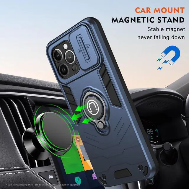 Alt view image 5 of 7 - TYJKeJi Case Impact Resistant Ring Kickstand Shockproof Phone Cover Phone Case For iPhone 13 Pro (6.1inch) (Blue)
