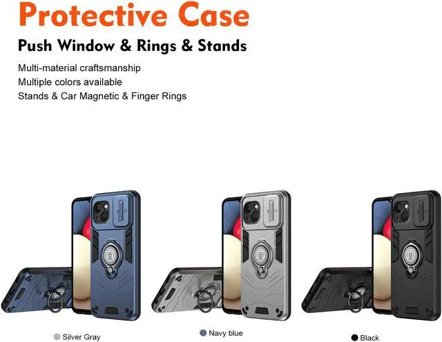 Alt view image 7 of 7 - TYJKeJi Case Impact Resistant Ring Kickstand Shockproof Phone Cover Phone Case For iPhone 13 (6.1inch) (Gray)