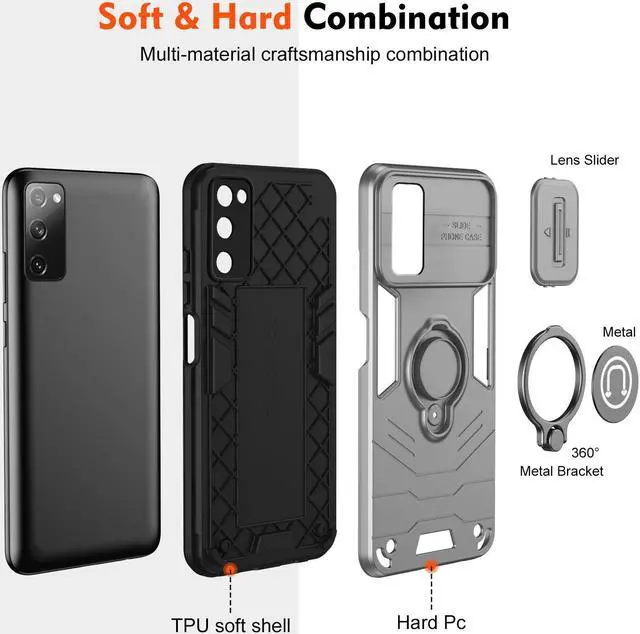 Alt view image 6 of 7 - TYJKeJi Case with Stander Back Cover Case For Samsung Galaxy S20 FE (Gray)