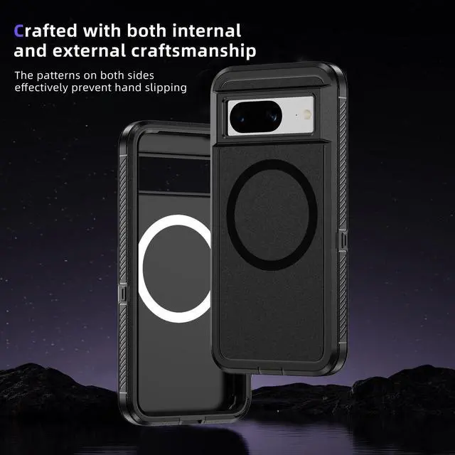 Alt view image 3 of 7 - TYJKeJi Case Shockproof Luxury Wireless Charging Supported Case For Google Pixel 8 (Black)