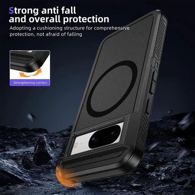 Alt view image 5 of 7 - TYJKeJi Case Shockproof Luxury Wireless Charging Supported Case For Google Pixel 8 (Black)