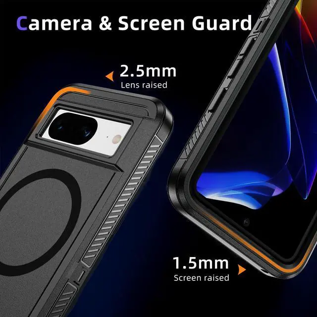 Alt view image 6 of 7 - TYJKeJi Case Shockproof Luxury Wireless Charging Supported Case For Google Pixel 8 (Black)