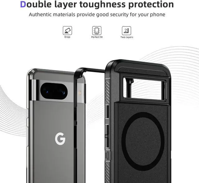 Alt view image 7 of 7 - TYJKeJi Case Shockproof Luxury Wireless Charging Supported Case For Google Pixel 8 (Black)