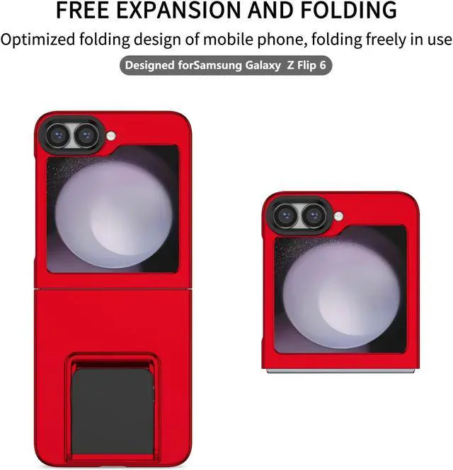 Alt view image 2 of 7 - TYJKeJi Case with Stander Cover Case For Samsung Galaxy Z Flip 6 For Samsung Galaxy Z Flip6 (Red)