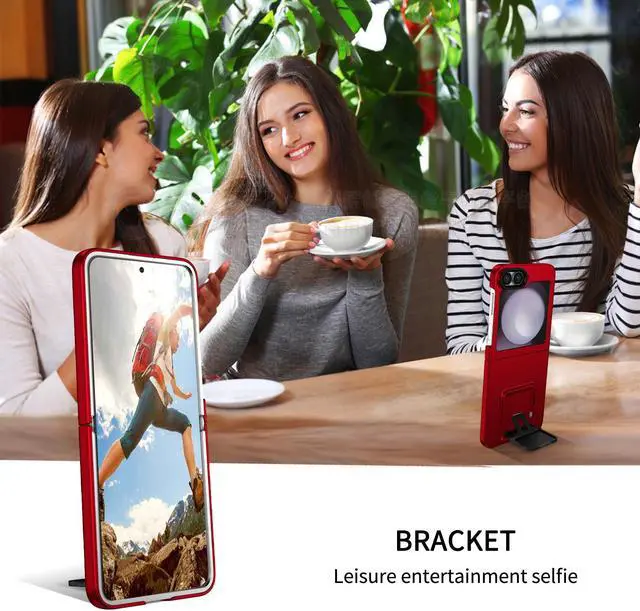 Alt view image 6 of 7 - TYJKeJi Case with Stander Cover Case For Samsung Galaxy Z Flip 6 For Samsung Galaxy Z Flip6 (Red)