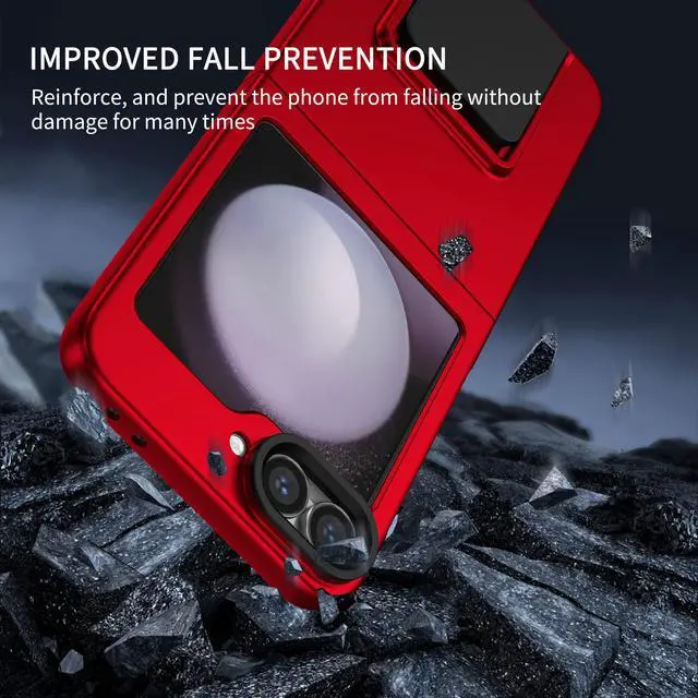 Alt view image 4 of 7 - TYJKeJi Case with Stander Cover Case For Samsung Galaxy Z Flip 6 For Samsung Galaxy Z Flip6 (Red)