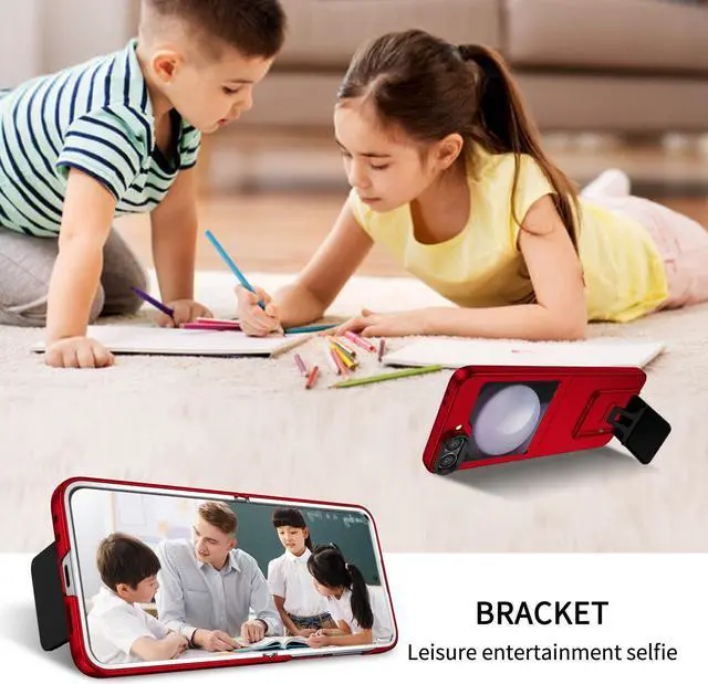 Alt view image 7 of 7 - TYJKeJi Case with Stander Cover Case For Samsung Galaxy Z Flip 6 For Samsung Galaxy Z Flip6 (Red)