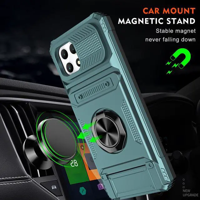 Alt view image 6 of 7 - TYJKeJi Case with Card Holder Impact Resistant Ring Kickstand Shockproof Phone Cover Phone Case For T-Mobile REVVL 7 5G For TMobile Revvl 7 5G (Green)