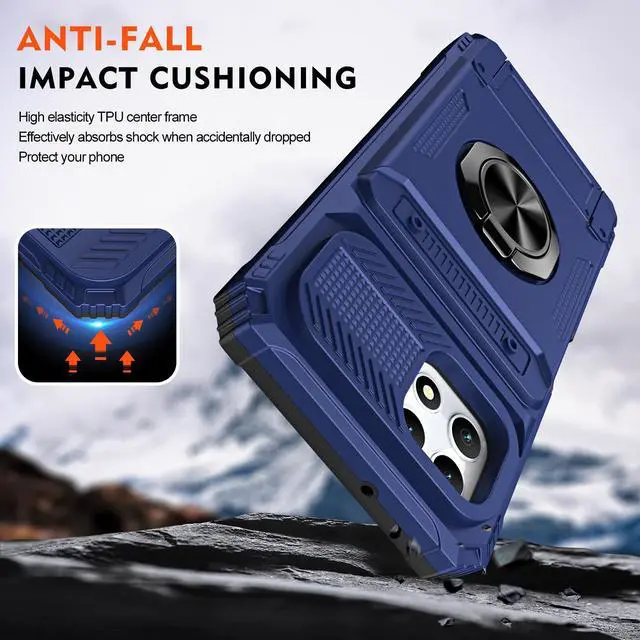 Alt view image 4 of 7 - TYJKeJi Case with Card Holder Impact Resistant Ring Kickstand Shockproof Phone Cover Phone Case For T-Mobile REVVL 7 5G For TMobile Revvl 7 5G (Blue)