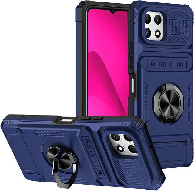 Main image of TYJKeJi Case with Card Holder Impact Resistant Ring Kickstand Shockproof Phone Cover Phone Case For T-Mobile REVVL 7 5G For TMobile Revvl 7 5G (Blue)