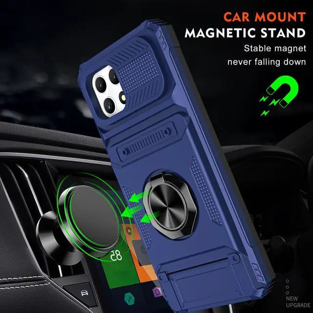 Alt view image 6 of 7 - TYJKeJi Case with Card Holder Impact Resistant Ring Kickstand Shockproof Phone Cover Phone Case For T-Mobile REVVL 7 5G For TMobile Revvl 7 5G (Blue)