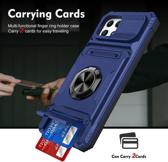 Alt view image 2 of 7 - TYJKeJi Case with Card Holder Impact Resistant Ring Kickstand Shockproof Phone Cover Phone Case For T-Mobile REVVL 7 5G For TMobile Revvl 7 5G (Blue)