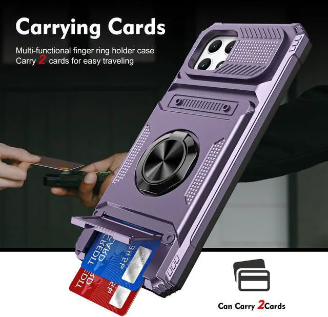 Alt view image 2 of 7 - TYJKeJi Case with Card Holder Impact Resistant Ring Kickstand Shockproof Phone Cover Phone Case For T-Mobile REVVL 7 5G For TMobile Revvl 7 5G (Purple)