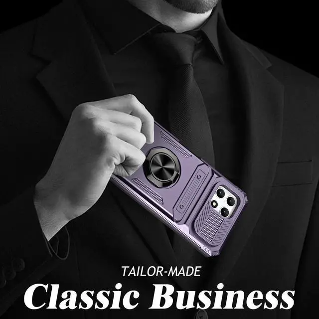 Alt view image 5 of 7 - TYJKeJi Case with Card Holder Impact Resistant Ring Kickstand Shockproof Phone Cover Phone Case For T-Mobile REVVL 7 5G For TMobile Revvl 7 5G (Purple)