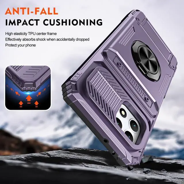 Alt view image 4 of 7 - TYJKeJi Case with Card Holder Impact Resistant Ring Kickstand Shockproof Phone Cover Phone Case For T-Mobile REVVL 7 5G For TMobile Revvl 7 5G (Purple)