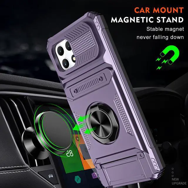 Alt view image 6 of 7 - TYJKeJi Case with Card Holder Impact Resistant Ring Kickstand Shockproof Phone Cover Phone Case For T-Mobile REVVL 7 5G For TMobile Revvl 7 5G (Purple)