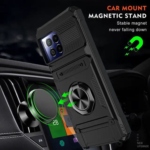 Alt view image 6 of 7 - TYJKeJi Case with Card Holder Impact Resistant Ring Kickstand Shockproof Phone Cover Phone Case For T-Mobile REVVL 7 Pro 5G For TMobile Revvl 7 Pro 5G (Black)