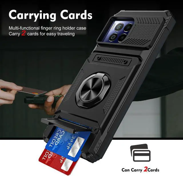 Alt view image 2 of 7 - TYJKeJi Case with Card Holder Impact Resistant Ring Kickstand Shockproof Phone Cover Phone Case For T-Mobile REVVL 7 Pro 5G For TMobile Revvl 7 Pro 5G (Black)