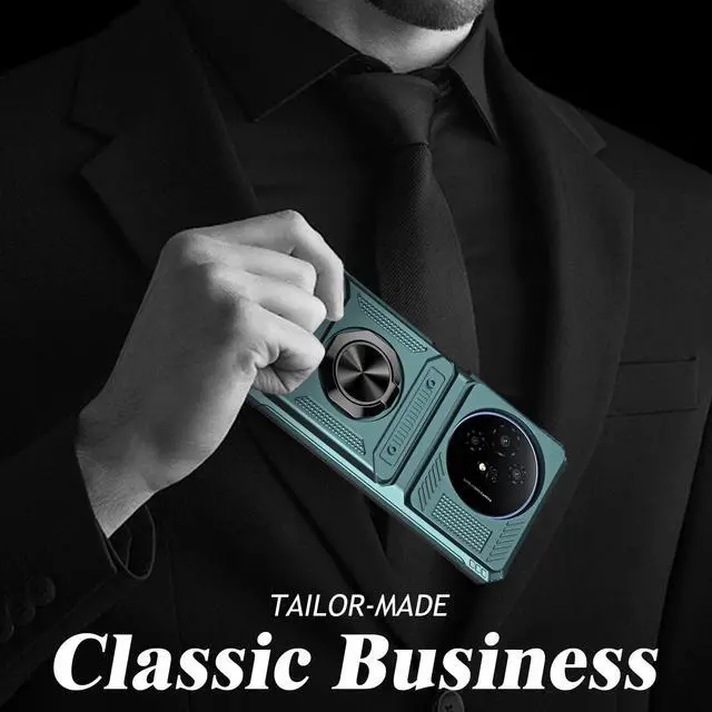 Alt view image 4 of 7 - TYJKeJi Case with Card Holder Impact Resistant Ring Kickstand Shockproof Phone Cover Phone Case For TCL 50 XL 5G For TCL 50XL (Green)