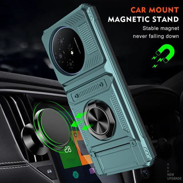Alt view image 6 of 7 - TYJKeJi Case with Card Holder Impact Resistant Ring Kickstand Shockproof Phone Cover Phone Case For TCL 50 XL 5G For TCL 50XL (Green)