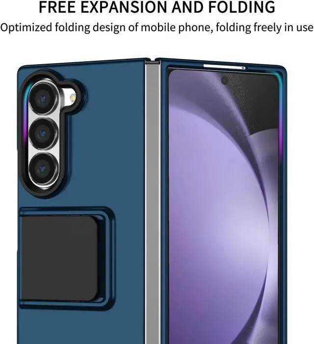 Alt view image 4 of 7 - TYJKeJi Case with Stander Cover Case For Samsung Galaxy Z Fold 6 For Samsung Galaxy Z Fold6 (Blue)